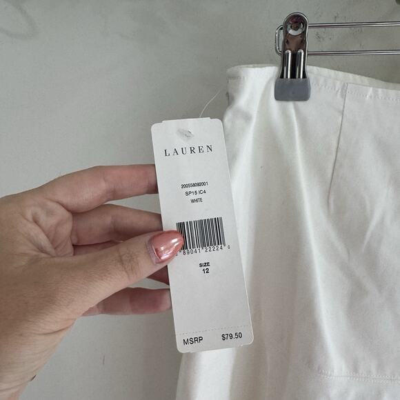 lauren ralph lauren White Cotton Flared Mini Skirt BC size 12 new with tag - Picture 2 of 3